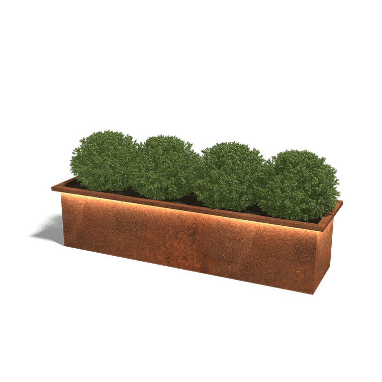 Jardiniere din oțel corten cu leduri