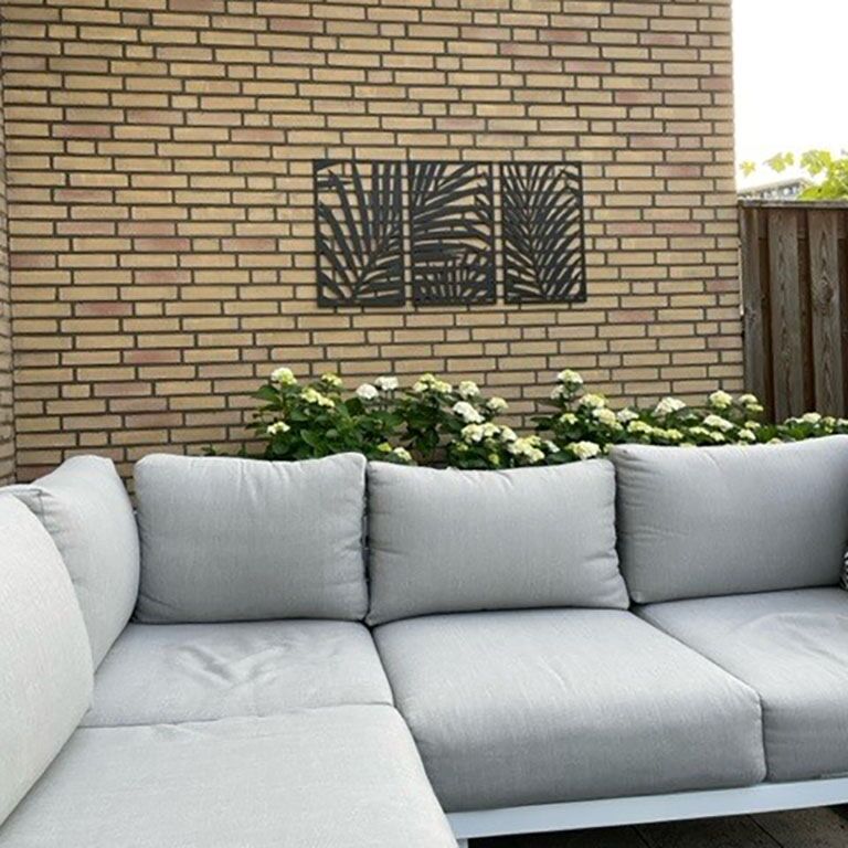 Decor de perete din metal Ferigi 3 părți
