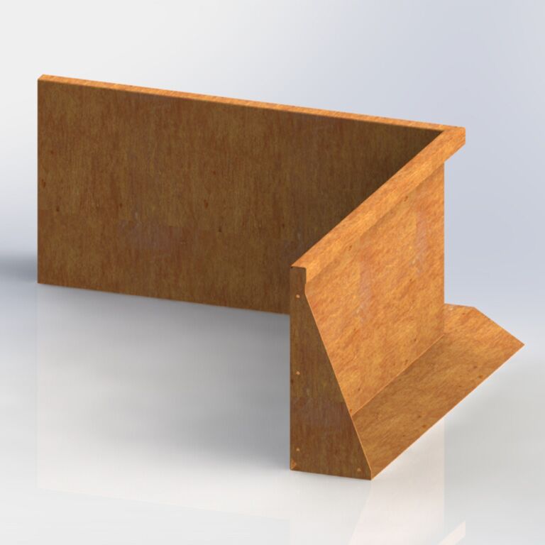 Perete de susținere din oțel corten colț interior 100 x 100 cm (înălțime 50 cm)