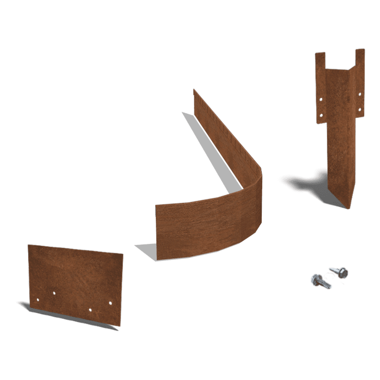Separator de gazon din oțel corten formă aplatizată FLEX 13 cm set complet pe 15 metri