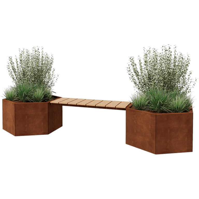Bancă cu jardiniere din oțel corten Vegas Denver