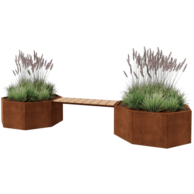 Bancă cu jardiniere din oțel corten Vegas Chicago