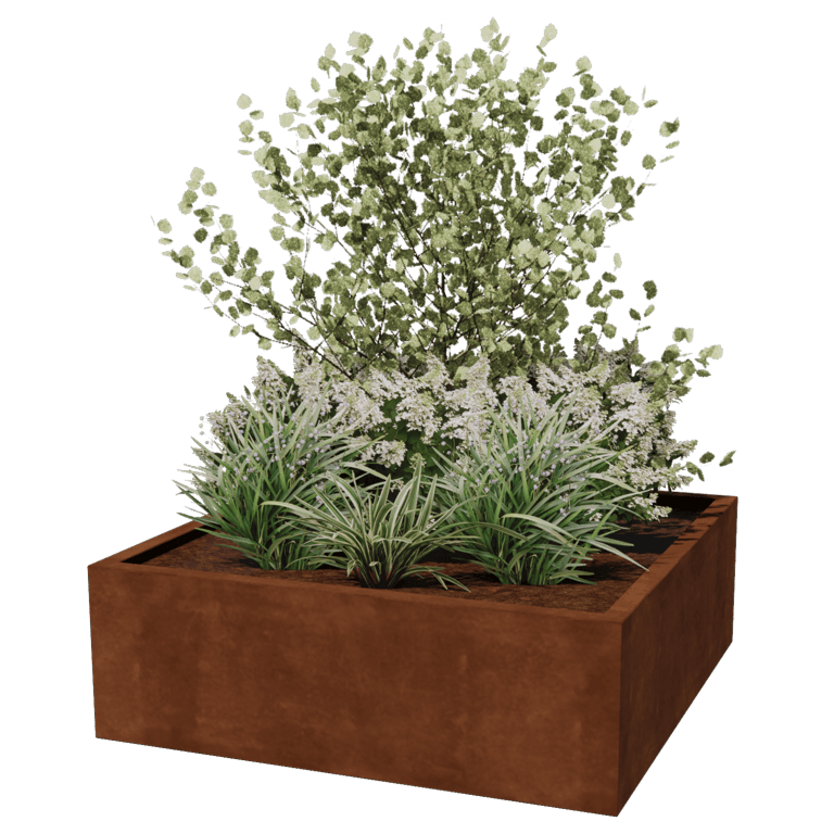 Jardiniere sudată din oțel corten Montana 120 x 120 x 40 cm