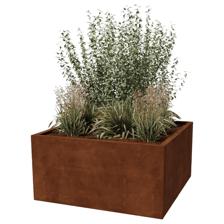 Jardiniere sudată din oțel corten Montana 120 x 120 x 60 cm