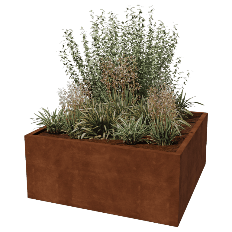 Jardiniere sudată din oțel corten Montana 140 x 140 x 60 cm
