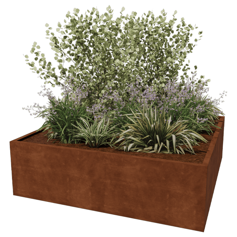 Jardiniere sudată din oțel corten Montana 200 x 200 x 60 cm