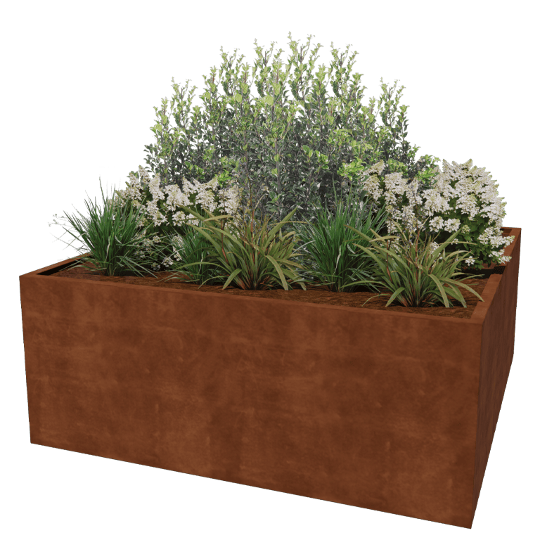 Jardiniere sudată din oțel corten Montana 200 x 200 x 80 cm