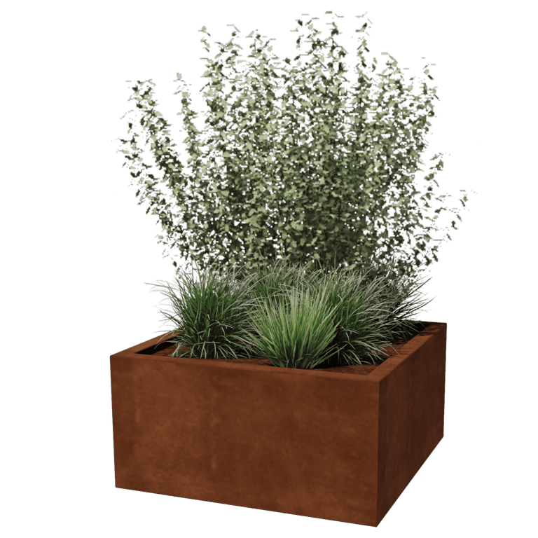 Jardiniere sudată din oțel corten Montana 80 x 80 x 40 cm
