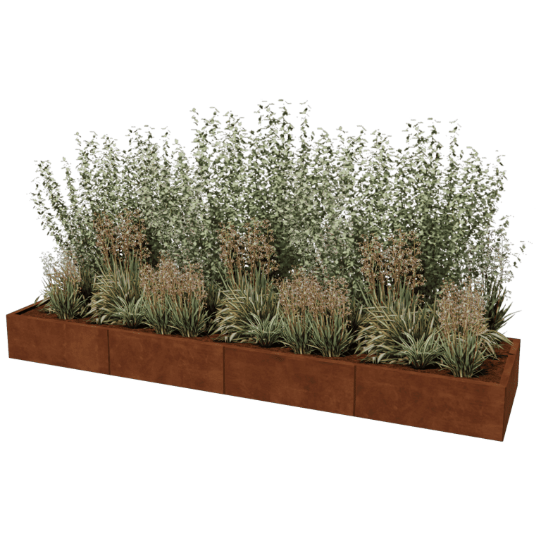 Jardinieră din oțel corten Texas xxl 320 x 80 cm