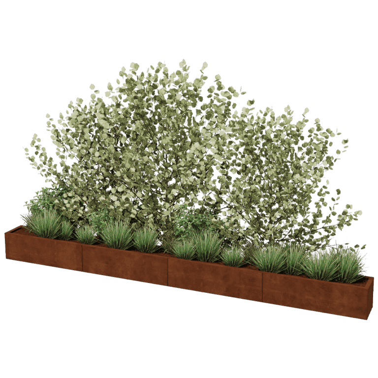 Jardinieră din oțel corten Texas xxl 400 x 30 cm