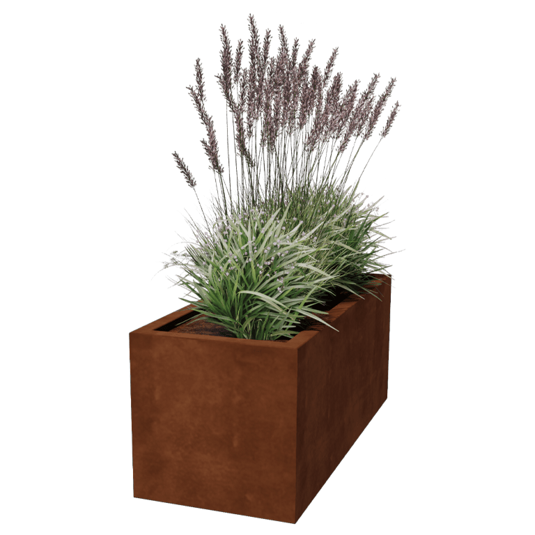 Jardiniere sudată din oțel corten Montana 120 x 50 x 50 cm