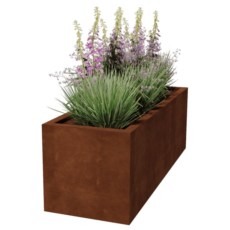 Jardiniere sudată din oțel corten Montana 150 x 50 x 50 cm