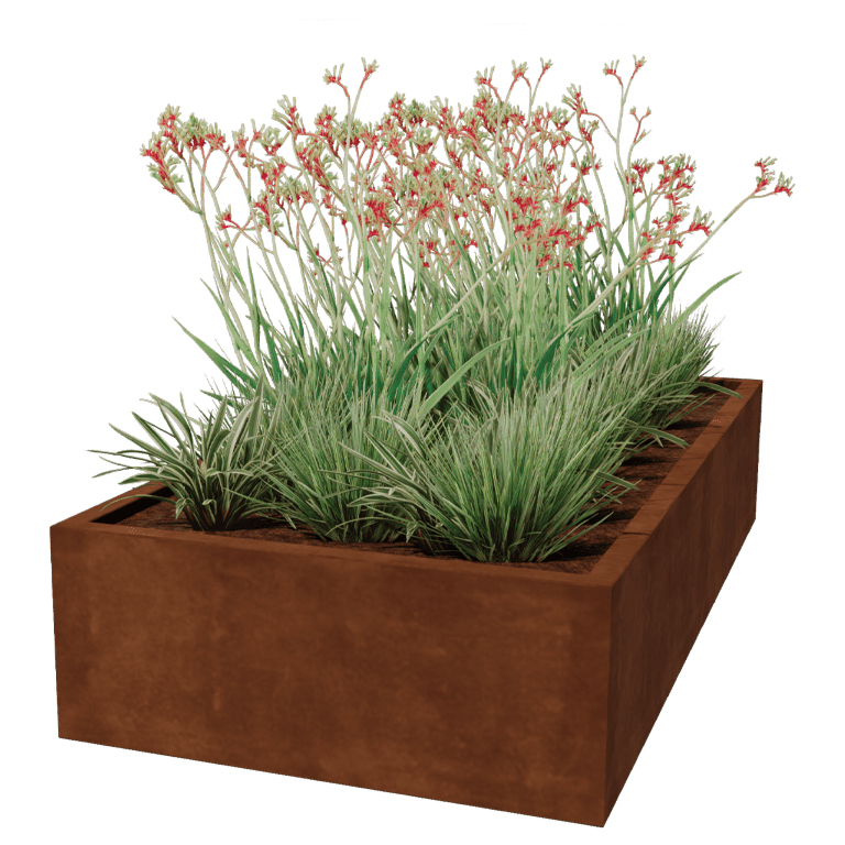Jardiniere sudată din oțel corten Montana 200 x 100 x 40 cm