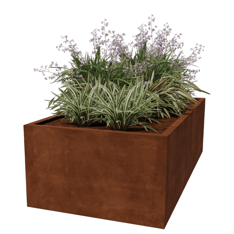 Jardiniere sudată din oțel corten Montana 200 x 100 x 60 cm