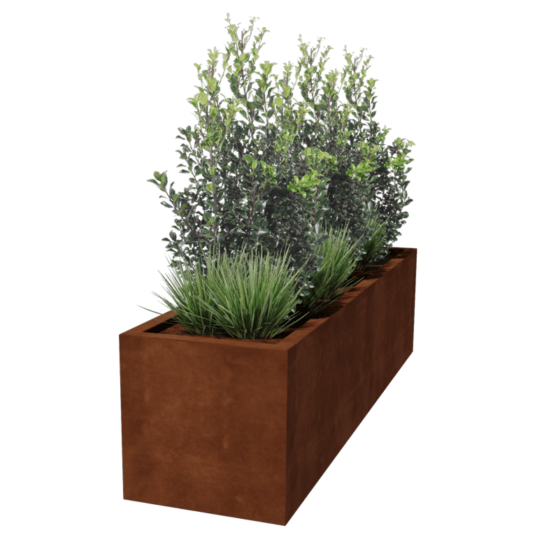 Jardiniere sudată din oțel corten Montana 200 x 50 x 50 cm