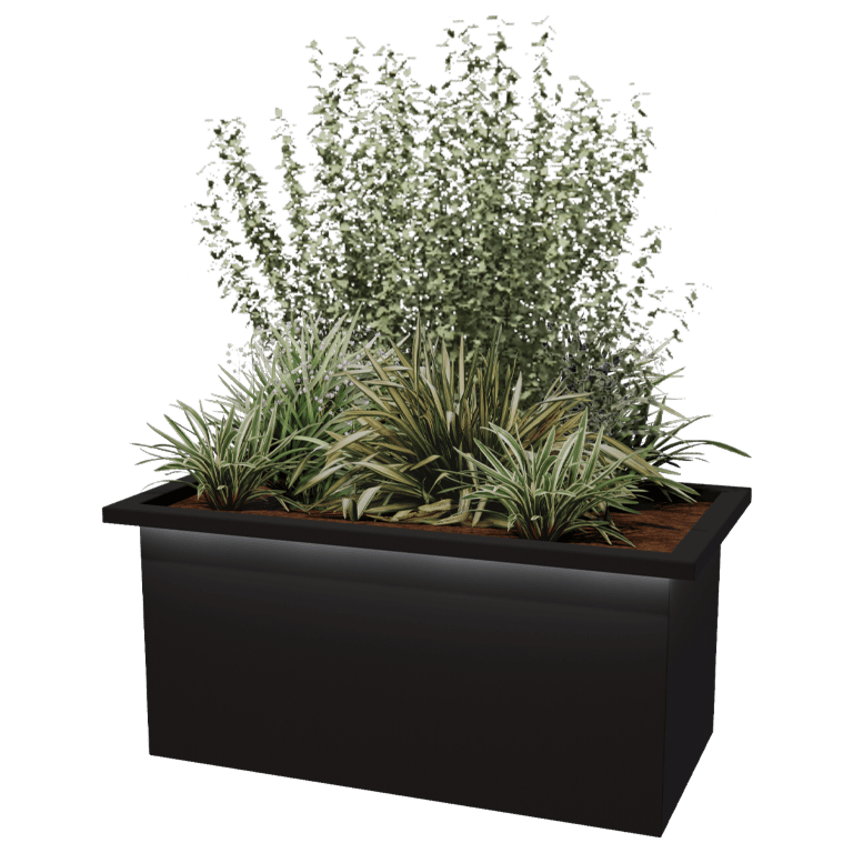 Jardiniere sudată din oțel acoperit cu pulbere Alabama cu LED 100 x 50 x 50 cm