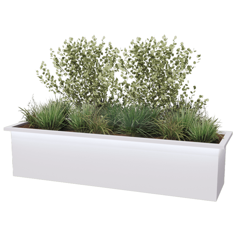 Jardiniere sudată din oțel acoperit cu pulbere Alabama cu LED 200 x 50 x 50 cm