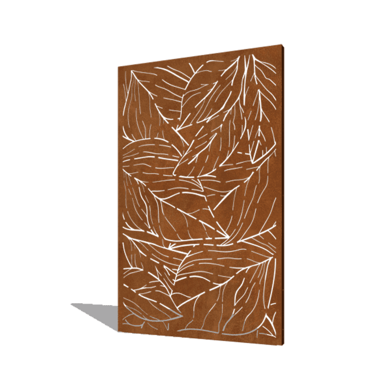 Panou de grădină din oțel corten frunze 120 x 6 x 190 cm