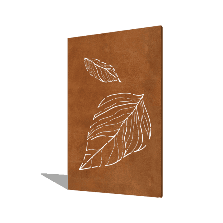 Panou de grădină din oțel corten frunze căzătoare mari 120 x 6 x 190 cm
