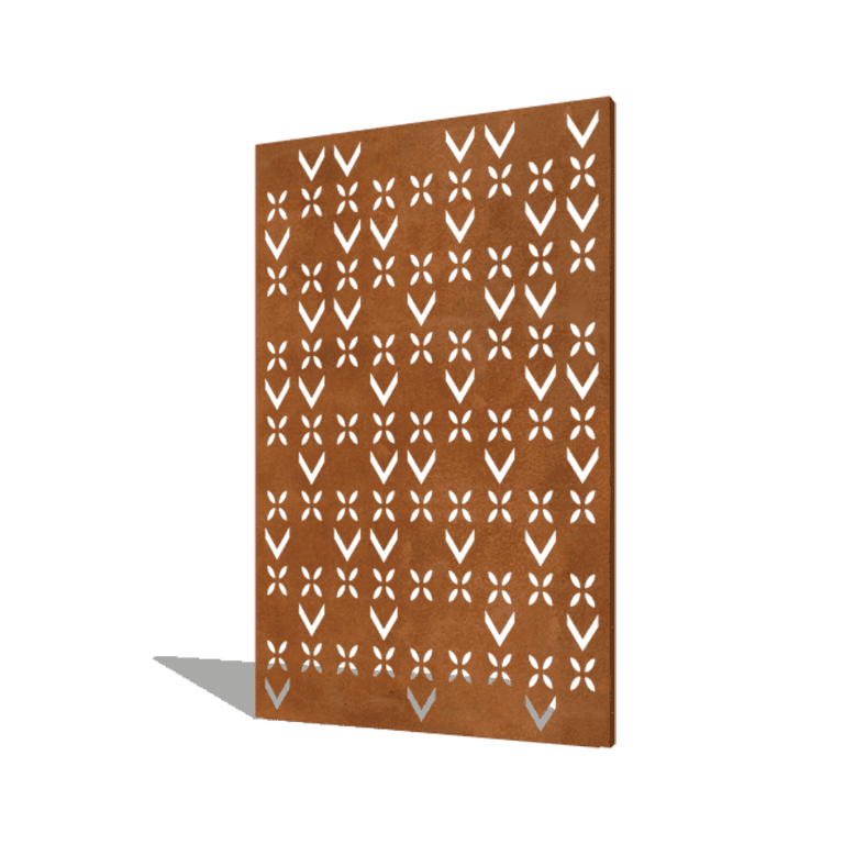 Panou de grădină din oțel corten motiv de acoperiș compoziție 5 120 x 6 x 190 cm