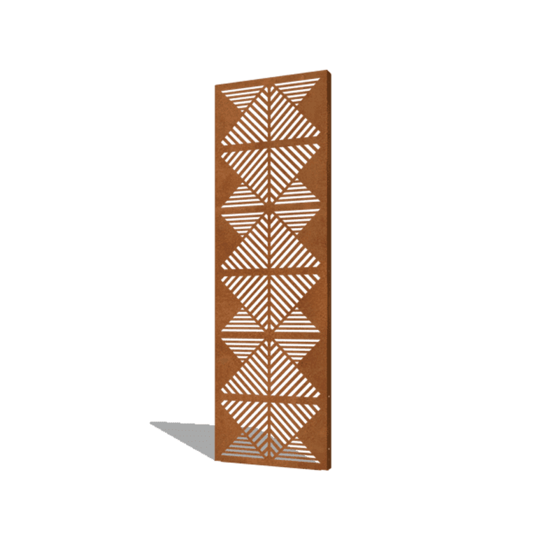 Panou de grădină din oțel corten linii compoziție 2 60 x 6 x 190 cm