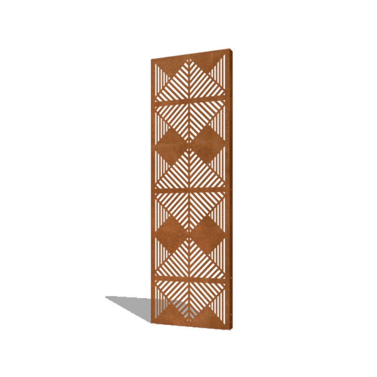 Panou de grădină din oțel corten linii compoziție 3 60 x 6 x 190 cm