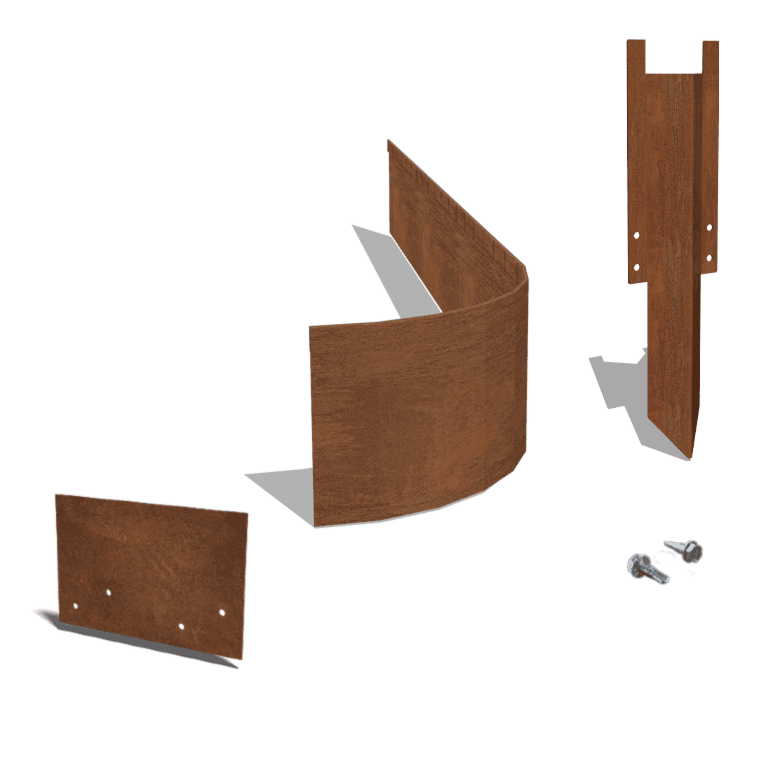 Separator de gazon din oțel corten formă aplatizată FLEX 23 cm set complet pe 24 de metri
