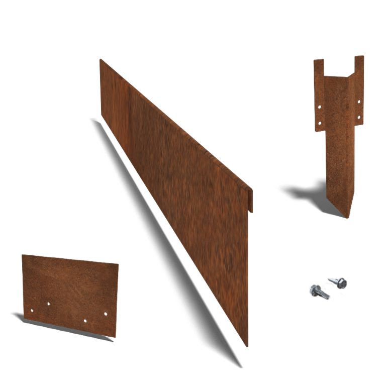 Separator de gazon din oțel corten formă aplatizată 13 cm set complet per 24 metri