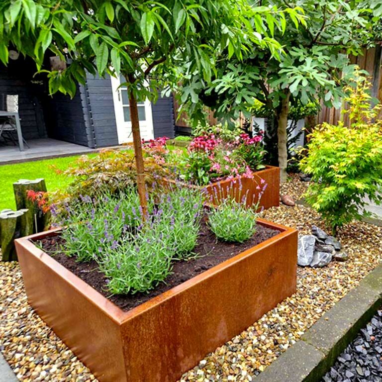 Jardiniere sudată din oțel corten Montana 100 x 100 x 40 cm