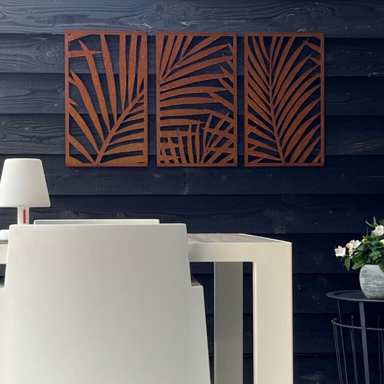 Decor de perete din oțel corten Ferigi 3 părți