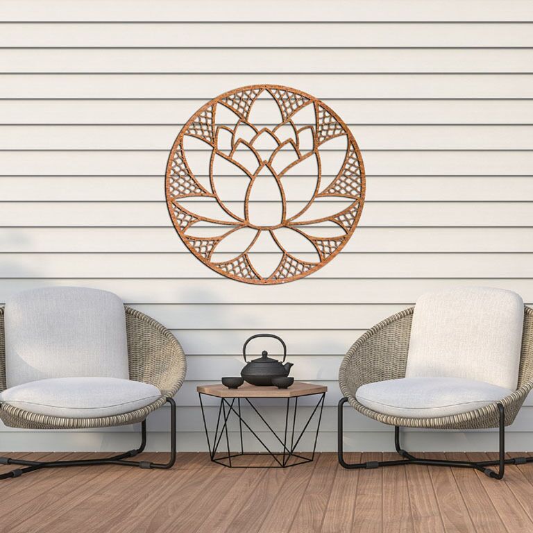 Decor de perete din oțel corten Floare de lotus