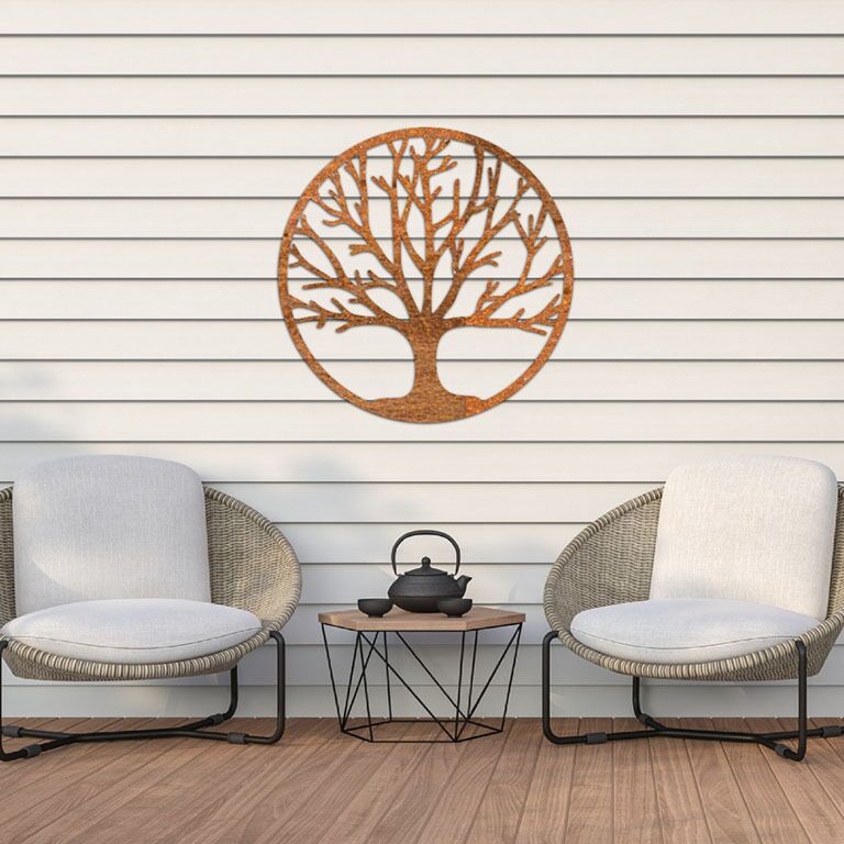 Decor de perete din oțel corten Copac