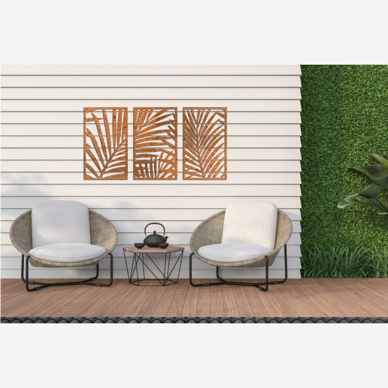Decor de perete din oțel corten Ferigi 3 părți