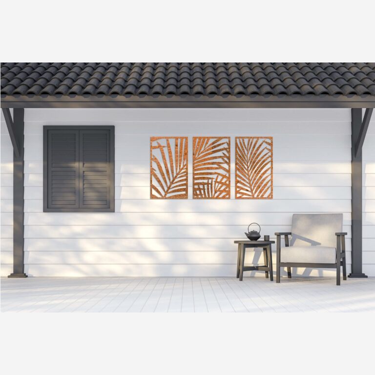 Decor de perete din oțel corten Ferigi 3 părți