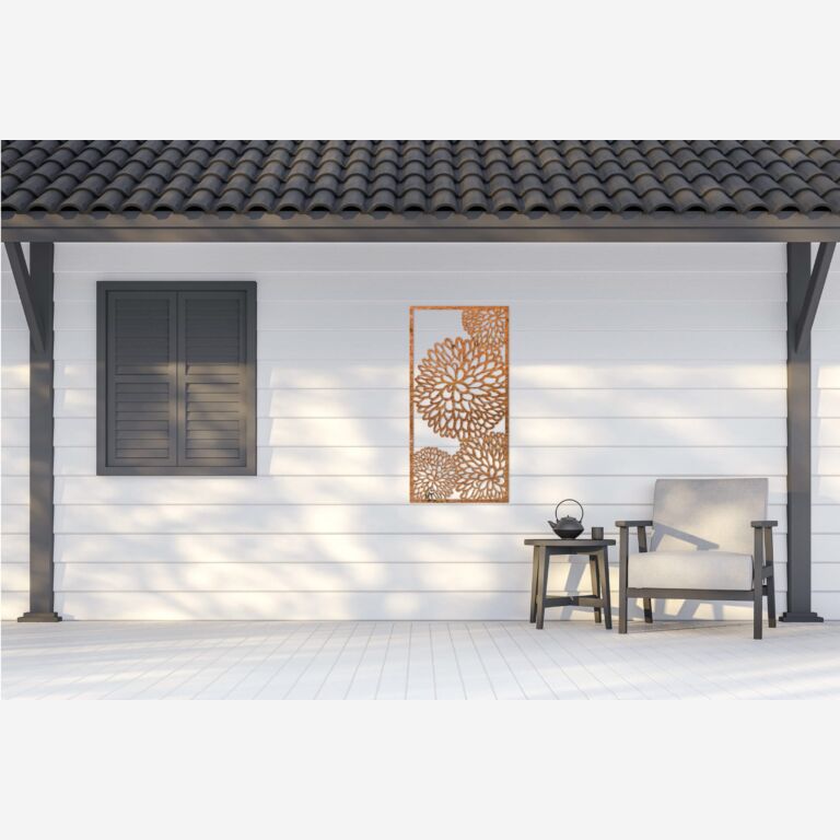 Decor de perete din oțel corten Floare 2.0