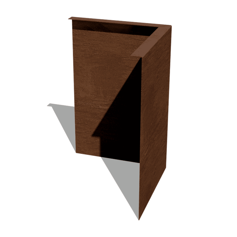 Separator de gazon din oțel corten în unghi 45 cm colț exterior