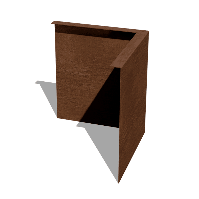Separator de gazon din oțel corten în unghi 34 cm colț exterior