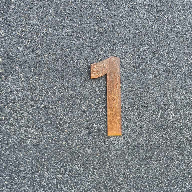 Număr de casă din oțel corten 1 - 30 cm