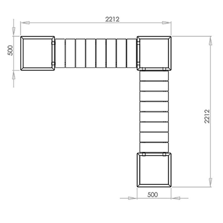 Bancă cu jardiniere din oțel acoperit cu pulbere Vegas Miami configurație colț
