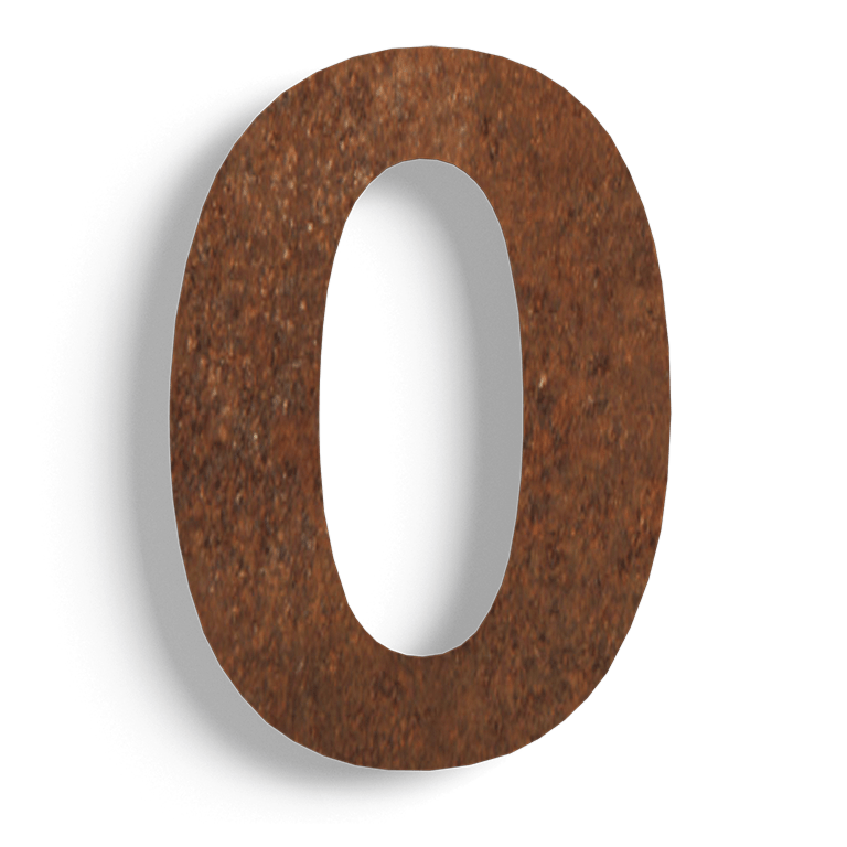 Număr de casă din oțel corten 0 - 30 cm