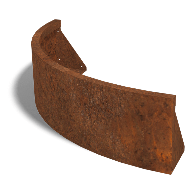 Perete de susținere din oțel corten curbă exterioară 100 x 100 cm (înălțime 30 cm)