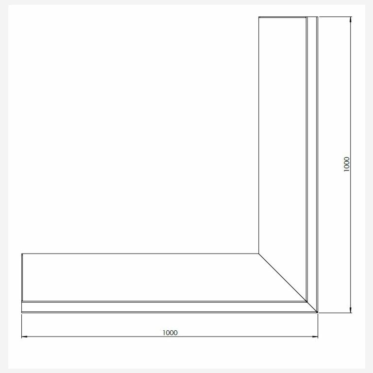 Perete de susținere din oțel corten colț exterior 100 x 100 cm (înălțime 50 cm)