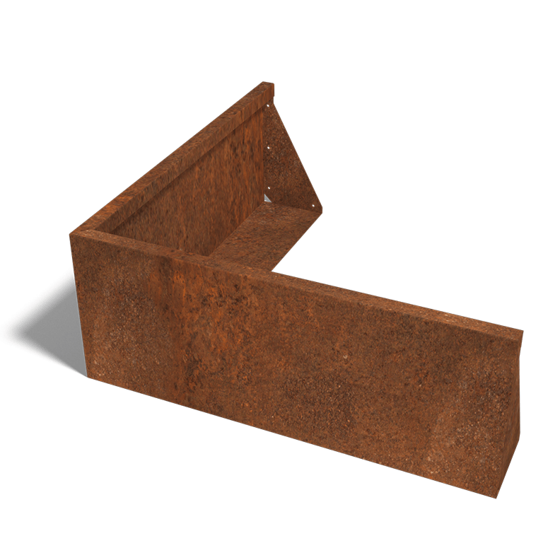 Perete de susținere din oțel corten colț exterior 100 x 100 cm (înălțime 40 cm)