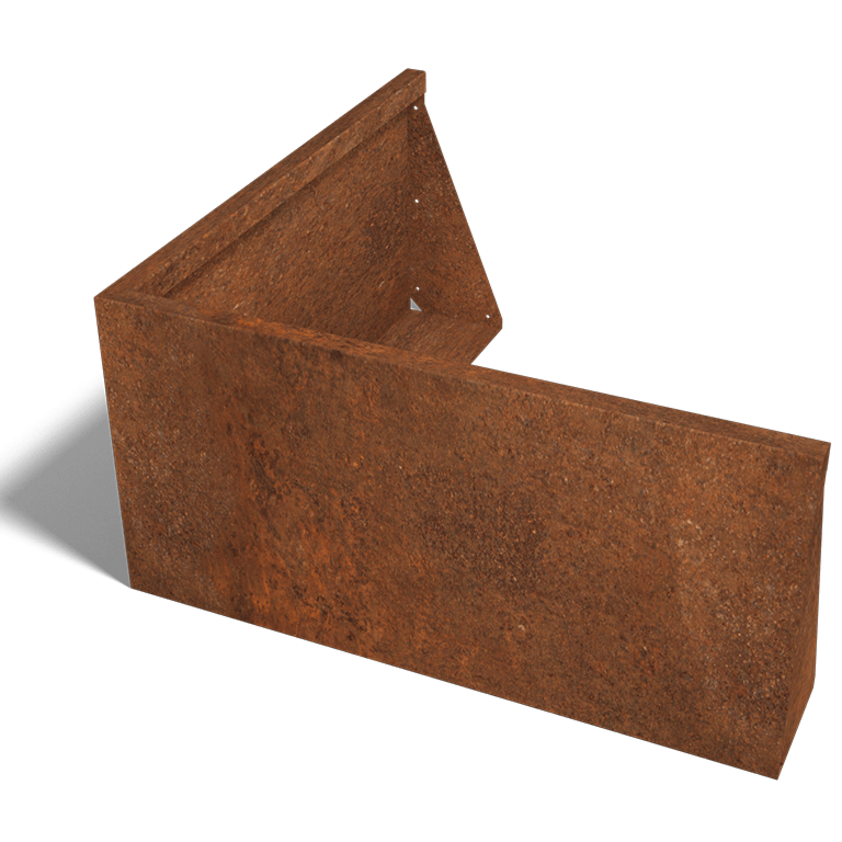 Perete de susținere din oțel corten colț exterior 100 x 100 cm (înălțime 50 cm)