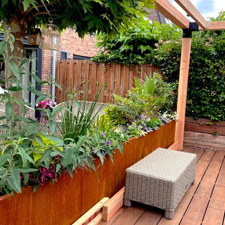 Jardinieră din oțel corten Texas xxl 480 x 40 cm