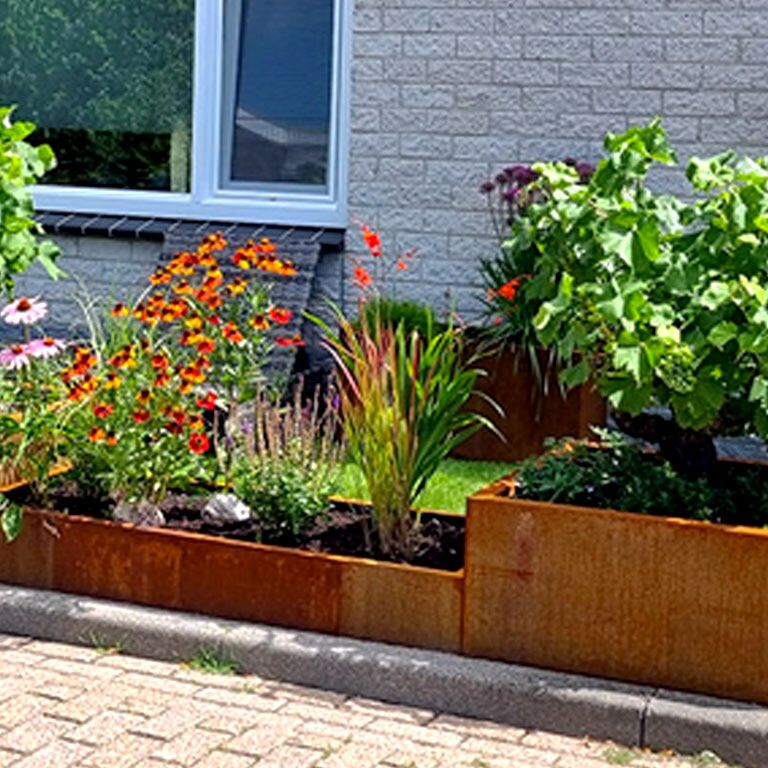 Jardiniere sudată din oțel corten Montana 80 x 80 x 40 cm