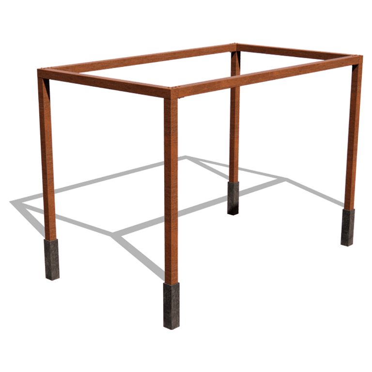 Pergolă din oțel corten configurație pătrat 424 x 250 cm