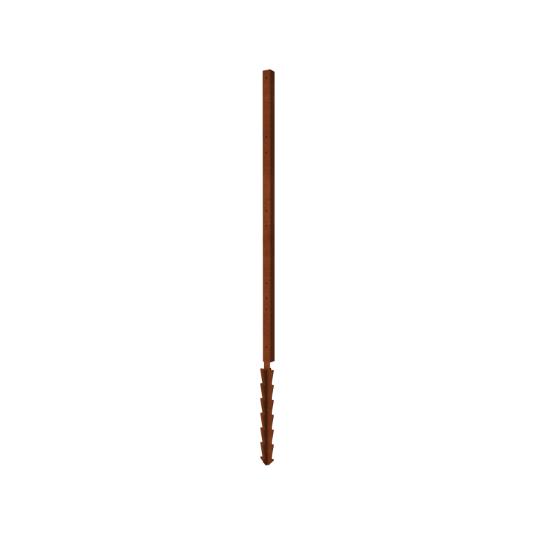 Gardă din oțel corten H stolp intermediar cu pin de pământ 190 x 6 x 6 cm