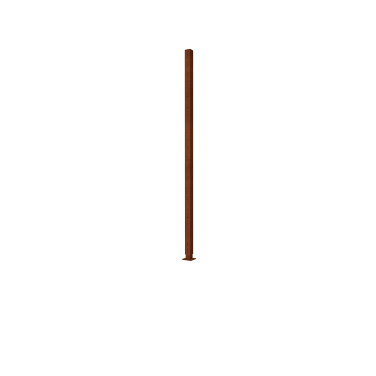 Gardă din oțel corten H stolp intermediar cu plăcuță de bază 190 x 6 x 6 cm