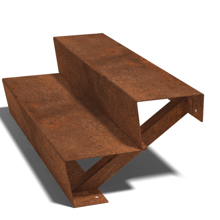 Scară din oțel corten New York 2 trepte (lățime 100 cm)